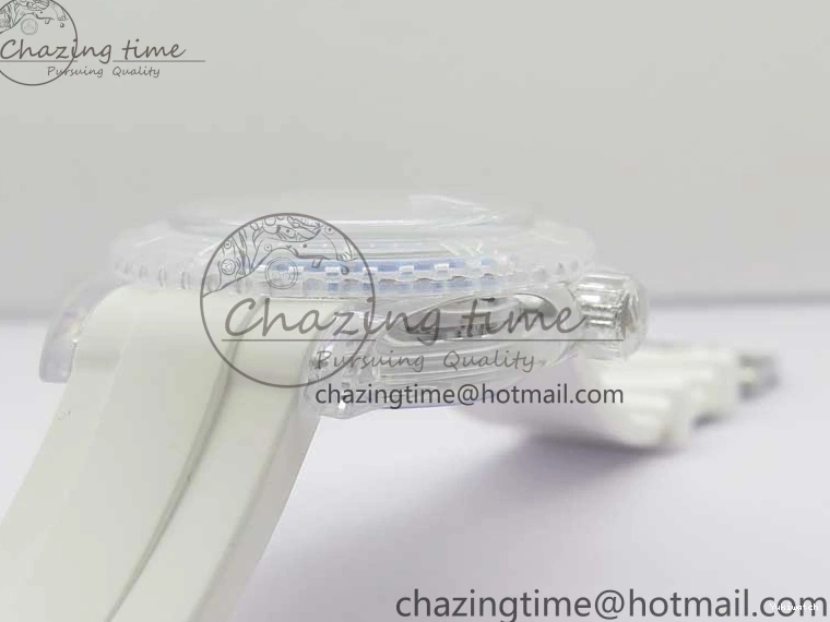 KZF Best Transparent on Phantomlab Rubber Edition VR3135 Dial Blue Light Strap White Submariner 0219